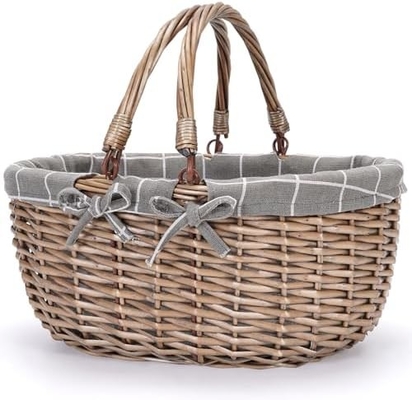 G GOOD GAIN panier de pique-nique en cire avec poignée double, panier de pique-nique Willow, panier de Pâques tissé à la main naturel,