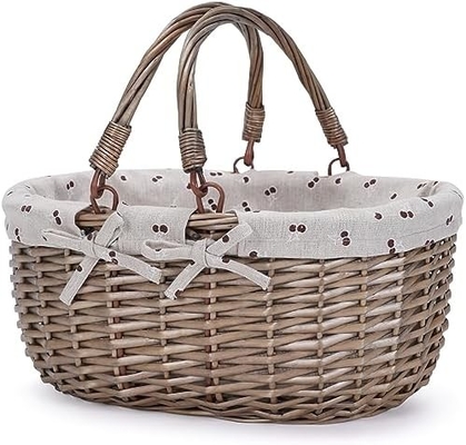 G GOOD GAIN panier de pique-nique en cire avec poignée double, panier de pique-nique Willow, panier de Pâques tissé à la main naturel,