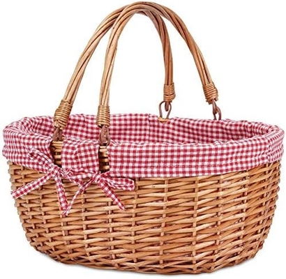 G GOOD GAIN panier de pique-nique en cire avec poignée double, panier de pique-nique Willow, panier de Pâques tissé à la main naturel,