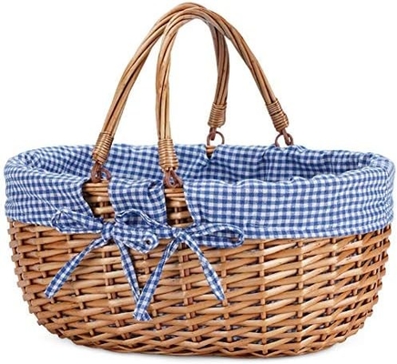 G GOOD GAIN panier de pique-nique en cire avec poignée double, panier de pique-nique Willow, panier de Pâques tissé à la main naturel,