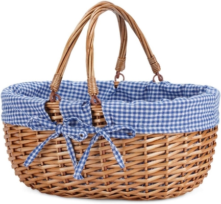 G GOOD GAIN panier de pique-nique en cire avec poignée double, panier de pique-nique Willow, panier de Pâques tissé à la main naturel,
