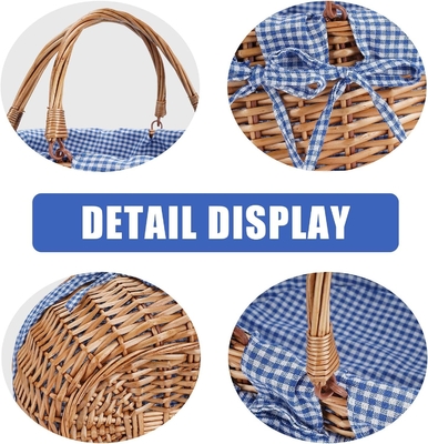 G GOOD GAIN panier de pique-nique en cire avec poignée double, panier de pique-nique Willow, panier de Pâques tissé à la main naturel,