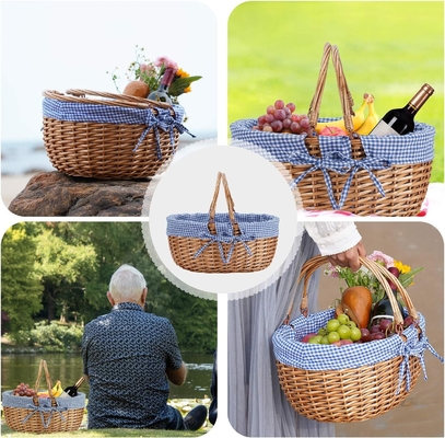 G GOOD GAIN panier de pique-nique en cire avec poignée double, panier de pique-nique Willow, panier de Pâques tissé à la main naturel,