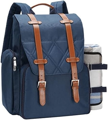 Sac à dos de pique-nique pour 4 personnes avec sac de refroidissement isolé, panier de pique-nique avec sac à vin,