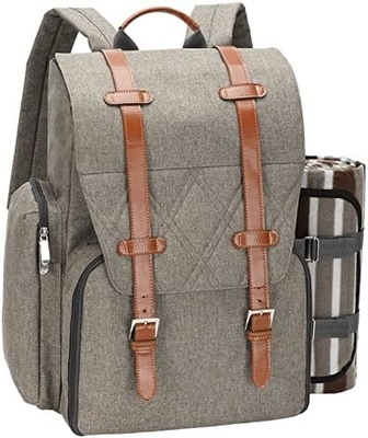 Sac à dos de pique-nique pour 4 personnes avec sac de refroidissement isolé, panier de pique-nique avec sac à vin,