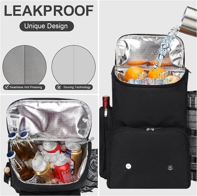 Sac à dos de pique-nique pour 4 personnes avec sac de refroidissement isolé, panier de pique-nique avec sac à vin,