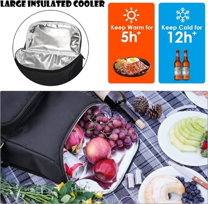 Sac à dos de pique-nique pour 4 personnes avec sac de refroidissement isolé, panier de pique-nique avec sac à vin,