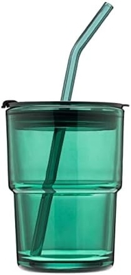 Un verre d'eau en tube de 400 ml, une tasse avec paille et un couvercle scellé, pour le café, le thé glacé, le verre isolé à paroi épaisse.