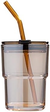 Un verre d'eau en tube de 400 ml, une tasse avec paille et un couvercle scellé, pour le café, le thé glacé, le verre isolé à paroi épaisse.