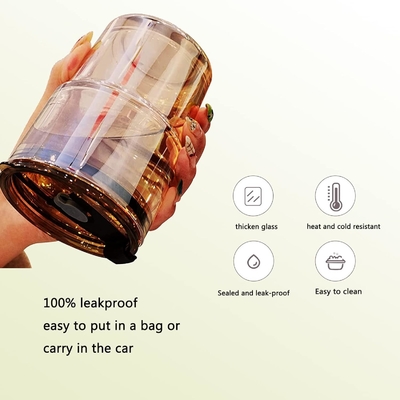 Un verre d'eau en tube de 400 ml, une tasse avec paille et un couvercle scellé, pour le café, le thé glacé, le verre isolé à paroi épaisse.