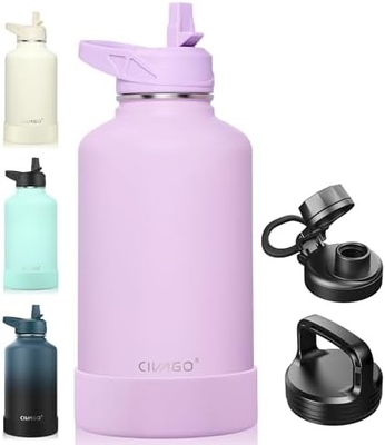 Bouteille d'eau isolée de 32 oz avec paille, étain inoxydable, tasse d'eau sportive avec 3 couvercles (paille, bec et poignée)