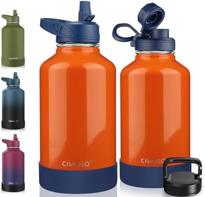 Bouteille d'eau isolée de 32 oz avec paille, étain inoxydable, tasse d'eau sportive avec 3 couvercles (paille, bec et poignée)