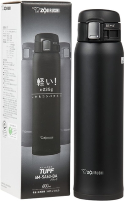 Zojirushi SM-SA60BA tasse isolée sous vide en acier inoxydable, 1 compte (emballage de 1), noir, 20 oz