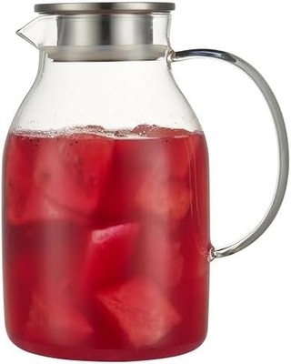 Pitcher en verre Karafu avec couvercle, fût d'eau résistant à la chaleur de 68 oz pour l'eau chaude / froide, le thé glacé et les boissons à base de jus