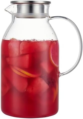 Pitcher en verre Karafu avec couvercle, fût d'eau résistant à la chaleur de 68 oz pour l'eau chaude / froide, le thé glacé et les boissons à base de jus