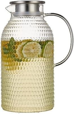 Pitcher en verre Karafu avec couvercle, fût d'eau résistant à la chaleur de 68 oz pour l'eau chaude / froide, le thé glacé et les boissons à base de jus