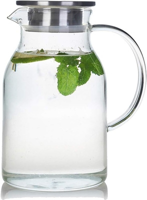 Pitcher en verre Karafu avec couvercle, fût d'eau résistant à la chaleur de 68 oz pour l'eau chaude / froide, le thé glacé et les boissons à base de jus