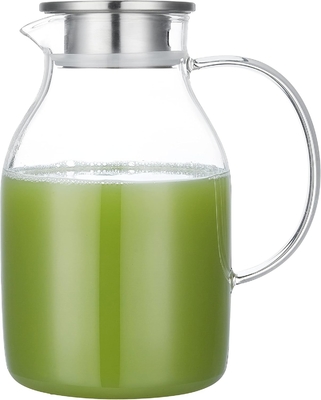 Pitcher en verre Karafu avec couvercle, fût d'eau résistant à la chaleur de 68 oz pour l'eau chaude / froide, le thé glacé et les boissons à base de jus