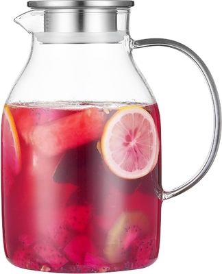 Pitcher en verre Karafu avec couvercle, fût d'eau résistant à la chaleur de 68 oz pour l'eau chaude / froide, le thé glacé et les boissons à base de jus