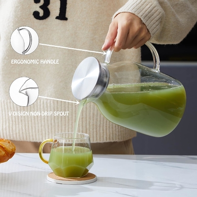 Pitcher en verre Karafu avec couvercle, fût d'eau résistant à la chaleur de 68 oz pour l'eau chaude / froide, le thé glacé et les boissons à base de jus