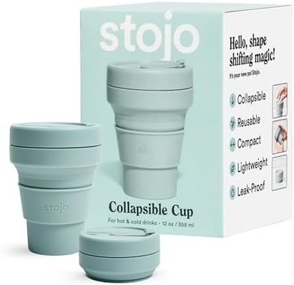 Coupe de voyage pliable - Sage vert, 12 oz / 355 ml - Bouteille de silicone poche réutilisable à l'usage