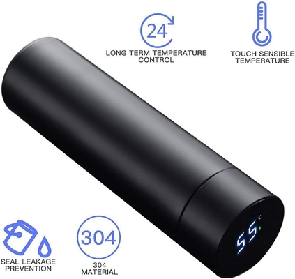 Bouteille d'eau avec affichage de température LED, Bouteille d'eau isolée sous vide à double paroi, Sport automobile en acier inoxydable
