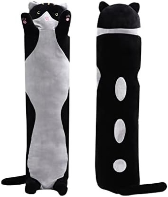 WUYU Adorable poupée de chat en peluche Cartoon mignon Coussin de chat doux farci Longue lancer coussin de sommeil poupée jouet cadeau pour les enfants