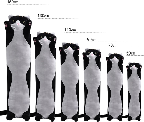 WUYU Adorable poupée de chat en peluche Cartoon mignon Coussin de chat doux farci Longue lancer coussin de sommeil poupée jouet cadeau pour les enfants