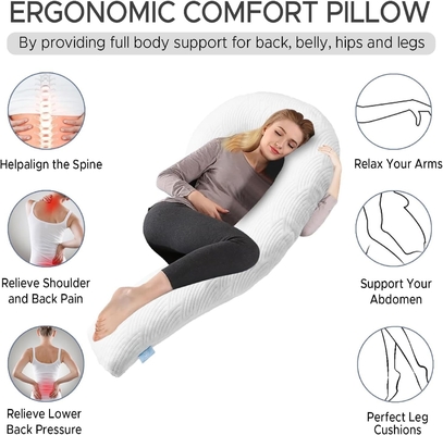 Coussin de corps pour adultes - Coussins de lit longs doux insert pour dormir - mousse de mémoire déchiquetée et couvercle lavable amovible