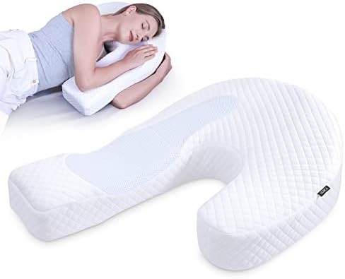 Coussin pour dormeur latéral Coussin pour corps pour adulte Coussin en mousse de mémoire avec support en forme de U Contouré soulagement de la douleur avec