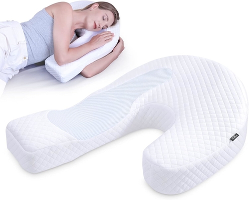 Coussin pour dormeur latéral Coussin pour corps pour adulte Coussin en mousse de mémoire avec support en forme de U Contouré soulagement de la douleur avec