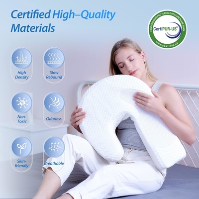 Coussin pour dormeur latéral Coussin pour corps pour adulte Coussin en mousse de mémoire avec support en forme de U Contouré soulagement de la douleur avec