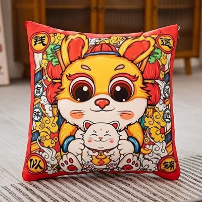 Mascotte de l'année du lapin, Big Red Pillow, Couette de l'année du lapin 40*40cm