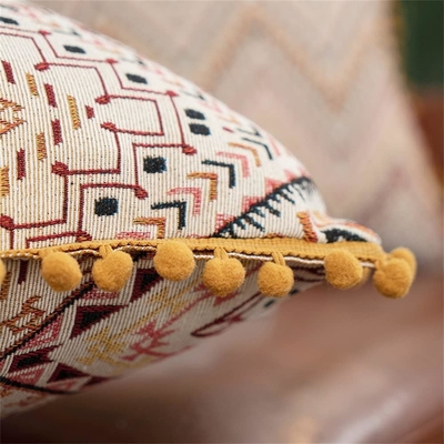 Couche d'oreiller marocaine Couche de cheveux à bille Couche de côté Amérique ethnique Tassel Couche d'oreiller de côté Couche d'oreiller de bureau