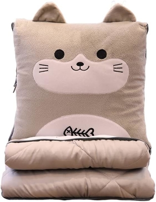 Couverture et oreiller de voyage - Couverture d'avion douce 2 en 1 avec oreiller de sac doux
