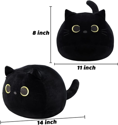 Jouet en peluche de chat noir: oreiller d'animal doux et farci, décoration de canapé pour bébé, dessin en forme de chat