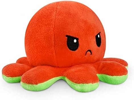 TeeTurtle - Le Plushie original de pieuvre réversible - Amour + Haine - Cotes Sensorielles Fidget Stuffed Animaux qui montrent votre