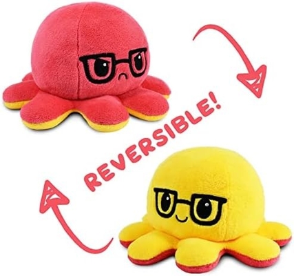 TeeTurtle - Le Plushie original de pieuvre réversible - Amour + Haine - Cotes Sensorielles Fidget Stuffed Animaux qui montrent votre