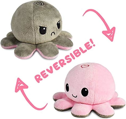 TeeTurtle - Le Plushie original de pieuvre réversible - Amour + Haine - Cotes Sensorielles Fidget Stuffed Animaux qui montrent votre