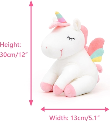 Lazada Unicorn Animal fourré jouets en peluche filles cadeaux avec des ailes arc-en-ciel blanc 12 pouces