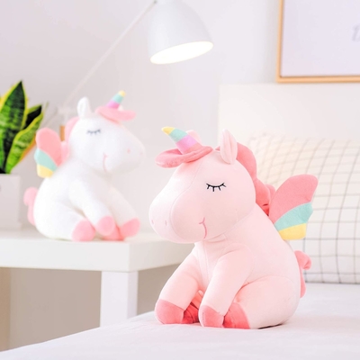 Lazada Unicorn Animal fourré jouets en peluche filles cadeaux avec des ailes arc-en-ciel blanc 12 pouces