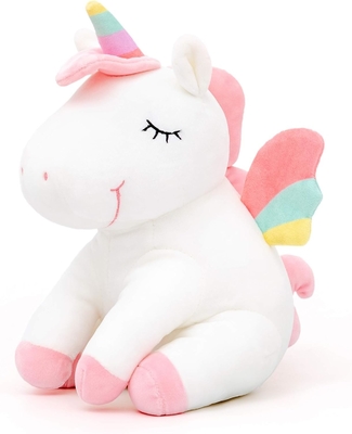 Lazada Unicorn Animal fourré jouets en peluche filles cadeaux avec des ailes arc-en-ciel blanc 12 pouces
