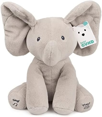 GUND Bébé animé Flappy l'éléphant en peluche, chantant jouet de bébé animal fourré pour les âges 0 et plus, gris, 12 &quot;