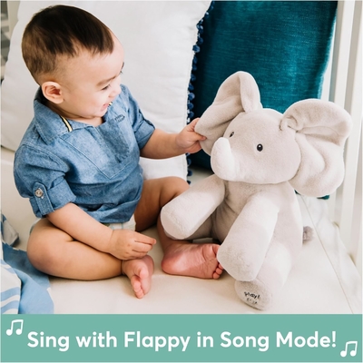 GUND Bébé animé Flappy l'éléphant en peluche, chantant jouet de bébé animal fourré pour les âges 0 et plus, gris, 12 &quot;