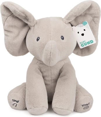 GUND Bébé animé Flappy l'éléphant en peluche, chantant jouet de bébé animal fourré pour les âges 0 et plus, gris, 12 &quot;