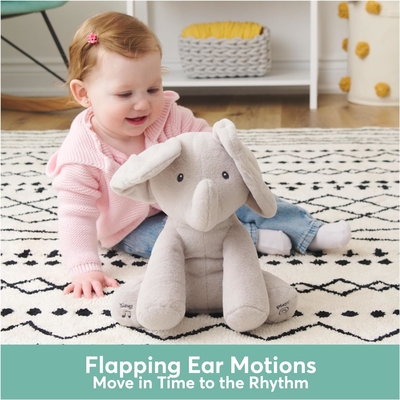 GUND Bébé animé Flappy l'éléphant en peluche, chantant jouet de bébé animal fourré pour les âges 0 et plus, gris, 12 &quot;