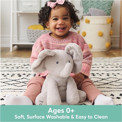GUND Bébé animé Flappy l'éléphant en peluche, chantant jouet de bébé animal fourré pour les âges 0 et plus, gris, 12 &quot;