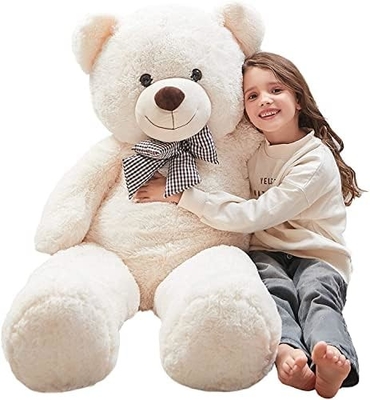 Misscindy Géant Teddy Bear Plush animaux fourrés pour la petite amie ou les enfants 47 pouces, (Blanc)