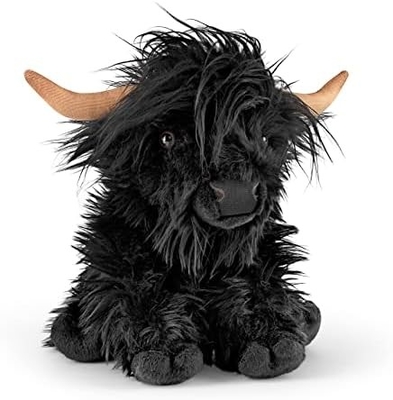 Animal bourré brun. Jouet de ferme avec son. Jouet doux cadeau pour les enfants. Naturel en peluche écologique.