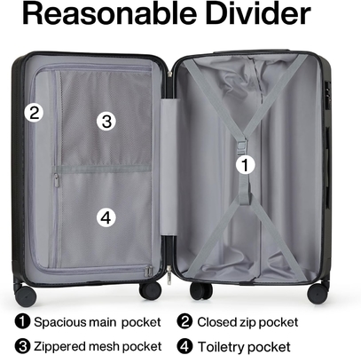 Ensembles de 2 pièces Bagages à main avec roues PC Valies à coque dure Léger Bagages à main Tsa Grande valise de voyage